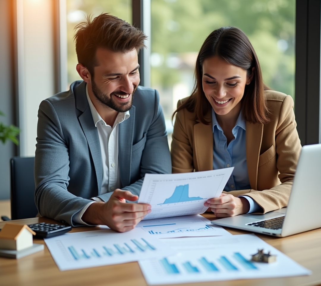 First-time investor reviewing loan paperwork with a nervous smile