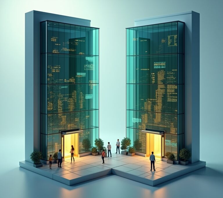 Investor comparing two investment brochures at a desk