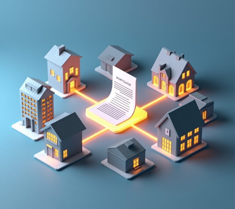 Investor reviewing home equity statements for two properties