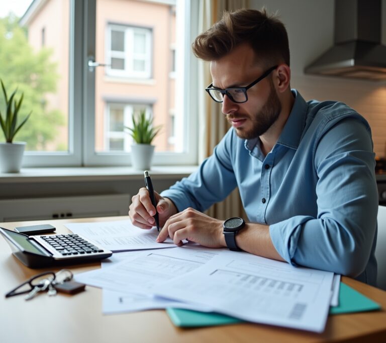 Investor reviewing refinance offers on a laptop at home