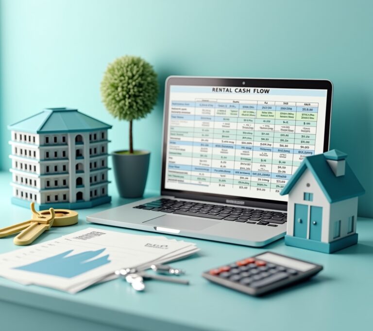 Investor writing rental income and expenses in a notebook