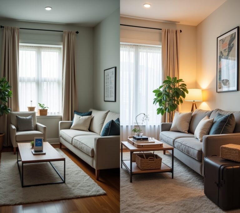 Single-family rental home being staged for short-term guests